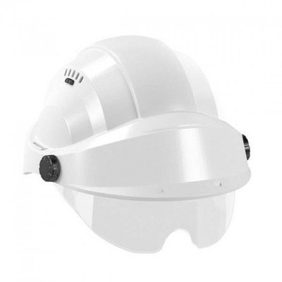 Protection hygiène et sécurité - Protection de la tête  - CASQUE "ORIZON" BLANC VISIERE BLANCHE AVEC LUNETTE